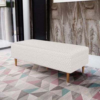 Kit 02 Puffs Decorativo Sala de Estar Bali W01 Pés Palito 120x50 cm Bouclê Cru - Lyam