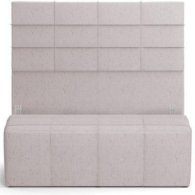 Kit Cabeceira Cama Box Queen 160cm com Calçadeira Roma W01 Linho Bege - Lyam