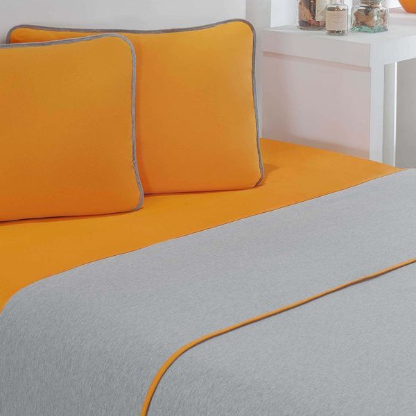 Jogo De Cama Malha Lençol 100% Algodão Urbano 3 Peças Solteiro - Laranja/Mescla Jogo De Cama Malha Lençol 100% Algodão Urbano 3 Peças Solteiro - Laranja/Mescla