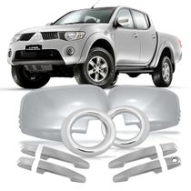 Kit Aplique Cromado Maçaneta Retrovisor Milha Mitsubishi L200 Triton 2012 à 2013