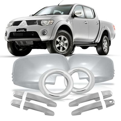 Kit Aplique Cromado Maçaneta Retrovisor Milha Mitsubishi L200 Triton 2012 à 2013
