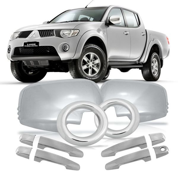 Kit Aplique Cromado Maçaneta Retrovisor Milha Mitsubishi L200 Triton 2012 à 2013 Kit Aplique Cromado Maçaneta Retrovisor Milha Mitsubishi L200 Triton 2012 à 2013