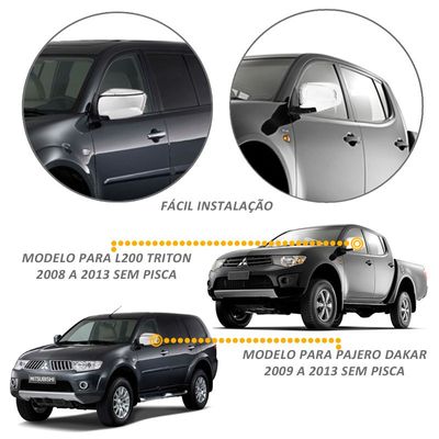 Aplique Capa Cromada Retrovisor Mitsubishi L200 Triton 2011