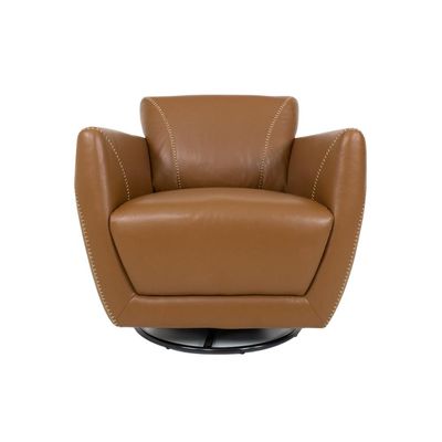 Kit 2 Poltronas Decorativas Valentina Sala de Estar Giratória Couro Caramelo Brilho G40 - Gran Belo