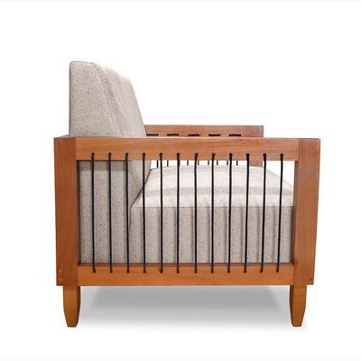 Kit 2 Poltronas Sala de Estar Pés Madeira Maciça Corda Náutica Preta 75cm Manila Linho Areia Rústico G63 - Gran Belo