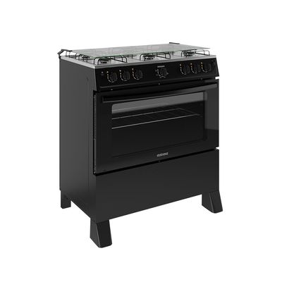 Fogão Star New com 6 Bocas e Mesa de Inox Itatiaia Preto / Bivolt