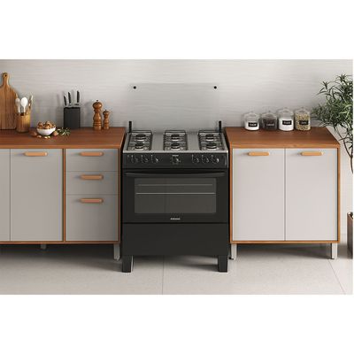 Fogão Star New com 6 Bocas e Mesa de Inox Itatiaia Preto / Bivolt