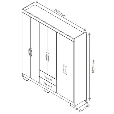 Guarda-roupa 6 Portas Tairus Rosa - Moveisaqui