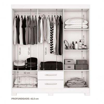 Guarda-roupa 6 Portas Nt 5130 Rosa - Notável