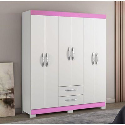 Guarda-roupa 6 Portas Nt 5130 Rosa - Notável