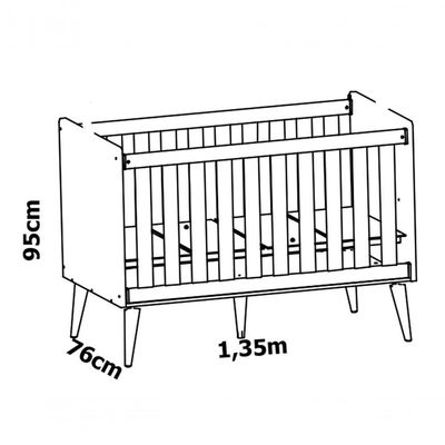 Jogo De Quarto Para Bebê Completo 2 Portas Théo New Branco Fosco Com Natural - Reller
