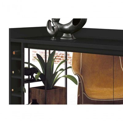 Buffet Com Adega Estilo Com Espelho Preto - Moveisaqui