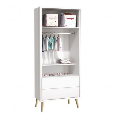 Jogo De Quarto Para Bebê Completo 2 Portas Théo New Branco Fosco Com Natural - Moveisaqui