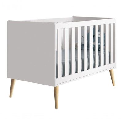 Jogo De Quarto Para Bebê Completo 2 Portas Théo New Branco Fosco Com Natural - Moveisaqui
