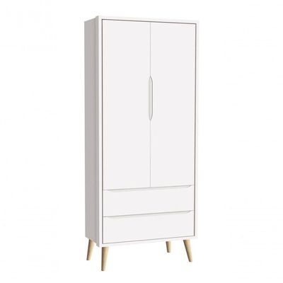 Jogo De Quarto Para Bebê Completo 2 Portas Théo New Branco Fosco Com Natural - Moveisaqui