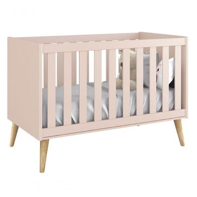 Jogo De Quarto Para Bebê Completo 2 Portas Théo New Rosa Fosco Com Natural - Moveisaqui