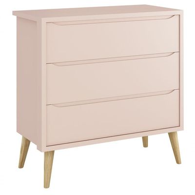 Jogo De Quarto Para Bebê Completo 2 Portas Théo New Rosa Fosco Com Natural - Moveisaqui