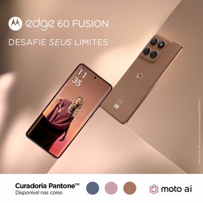 Smartphone Edge 60 Fusion 5G Tela 6,7 256GB Câmera Sony 50MP Pantone Mocha Mouse Motorola Marrom / Bivolt