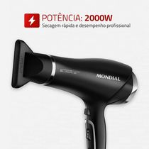 Secador de Cabelos SCN-04 Chrome Black 2000W Tourmaline Íon 3 Temperaturas Preto Mondial