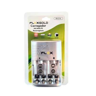 Carregador para Pilhas AA/AAA/9V FX-C16 Flexgold