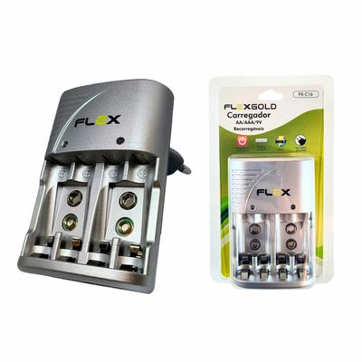 Carregador para Pilhas AA/AAA/9V FX-C16 Flexgold
