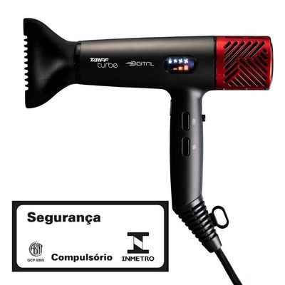 Secador de Cabelos Turbe Digital Íons Negativos 2400W Taiff Vermelho e Preto / 110V