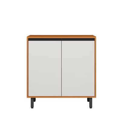 Balcão Ravena 80cm 2 Portas Tampo 15mm Puxadores Pretos Prateleira Removível Freijó Off White Acetinado Poliman n/a