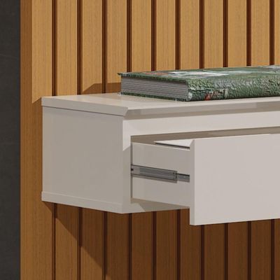 Rack Painel Home Suspenso Colorado 1,40 Para Tvs Até 55 Polegadas Com Porta Arbo Cedro Com Off White