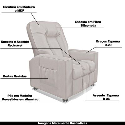 Poltrona do Papai Reclinável Pequim PU Bege - Gran Belo