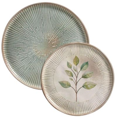 Conjunto Pratos 12 Peças Cerâmica Orgânico Porto Brasil Bio Evergreen Raso Sobremesa 6 Pessoas
