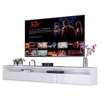 Rack Suspenso Para Tv Life 1.8 Branco Acetinado - Móveisaqui