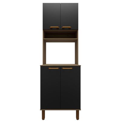 Armário de Cozinha Multiuso Ágata 60cm 4 Portas 1 Nicho 1 Prateleira Bartira Avena com Grafite