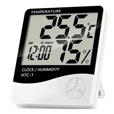 Termômetro Higrômetro Digital com Relógio – Monitoramento de Temperatura e Umidade
