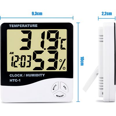 Termômetro Higrômetro Digital com Relógio – Monitoramento de Temperatura e Umidade