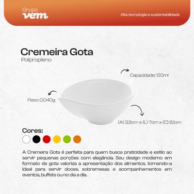 Cremeira Gota 120ml Preta em Polipropileno