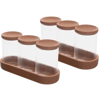 2 Conjuntos de Porta Condimentos Potes de Vidro 500ml Tampa Rolha Lyor