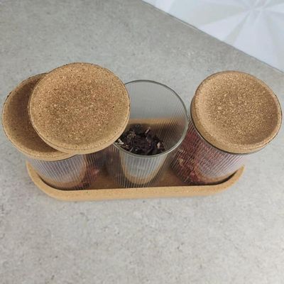 2 Conjuntos de Porta Condimentos Potes de Vidro 500ml Tampa Rolha Lyor