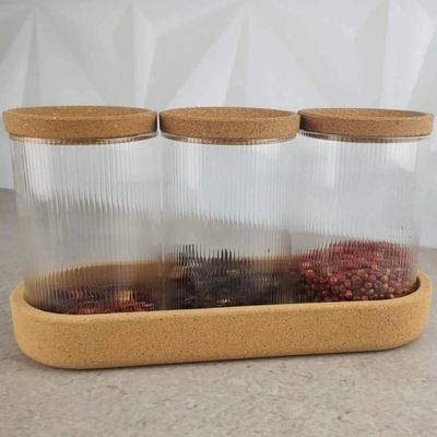 2 Conjuntos de Porta Condimentos Potes de Vidro 500ml Tampa Rolha Lyor