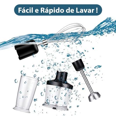 Mixer 4 Em 1 Batedor Fue Miniprocessador Triturador Inox 600W 110V