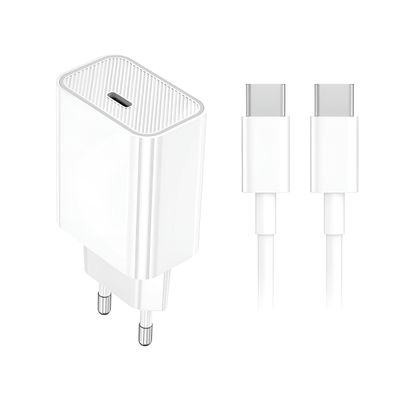 Fonte 20W Fast Charge com Cabo Tipo-C – Velocidade Máxima e Proteção Completa - Branco