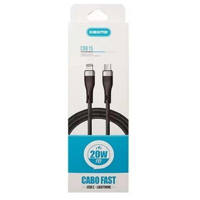 Cabo de Dados Type C x Lightning PD 20W - Cabo Trançado Reforçado Turbo