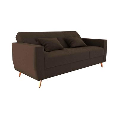 Sofá Cama Casal Premium 3 Lugares Com Baú 2,08 Larg Pamela Matrix Veludo Marrom