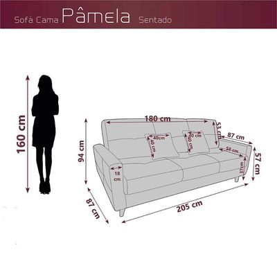 Sofá Cama Casal Premium 3 Lugares Com Baú 2,08 Larg Pamela Matrix Veludo Marrom