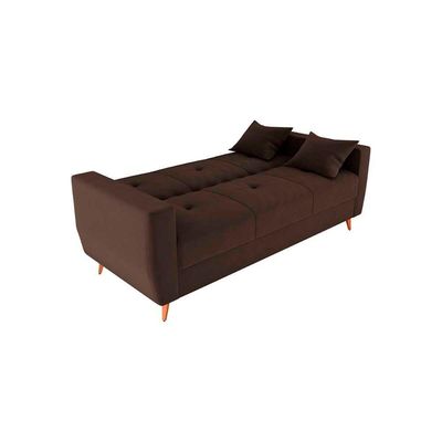 Sofá Cama Casal Premium 3 Lugares Com Baú 2,08 Larg Pamela Matrix Veludo Marrom