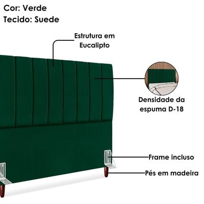 Cabeceira Casal 140 Cm Com Frame Carla Suede Verde Artte Verde