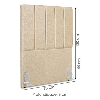 Cabeceira Solteiro 90 Cm Com Frame Dalia Linho Bege Artte Bege