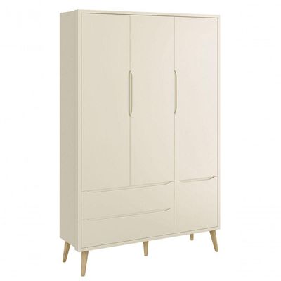 Jogo De Quarto Para Bebê Completo 3 Portas Théo New Areia Fosco Com Natural - Moveisaqui