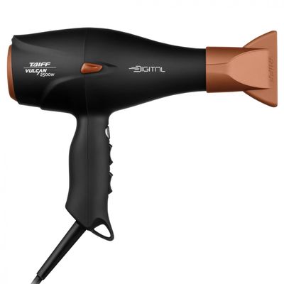 Secador de Cabelo Vulcan Digital 2500W Motor Digital Íons Anti-Frizz Preto e Cobre Taiff Preto com Cobre