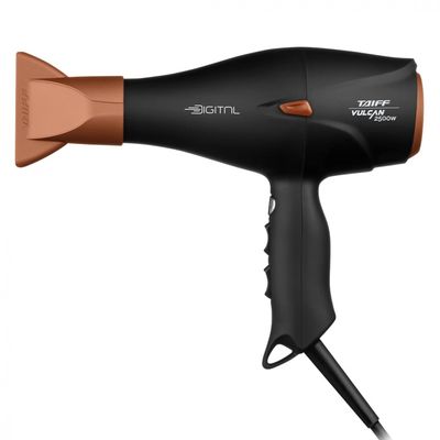 Secador de Cabelo Vulcan Digital 2500W Motor Digital Íons Anti-Frizz Preto e Cobre Taiff Preto com Cobre