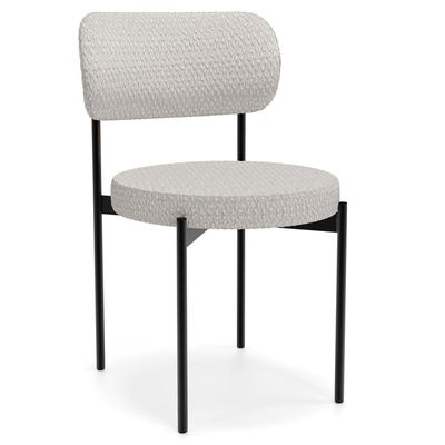 Cadeira Decorativa Estofada Para Sala De Jantar Louvre L02 Bouclê Cru  - Lyam Decor